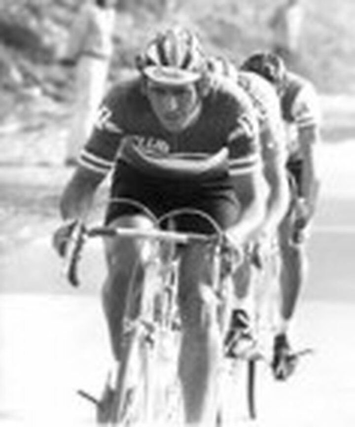 Ciclistas en fila durante una carrera